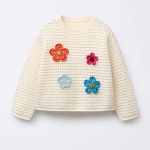 Zara floral knit sweater